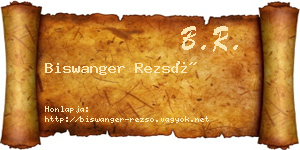Biswanger Rezső névjegykártya